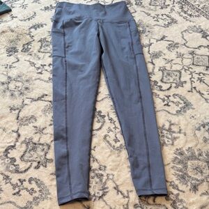 Sleek Blue High-Waisted Leggings with Pockets